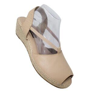 Steven By Steve Madden Womens 9 B Izzi Espadrille Wedge Beige Leather Sandals